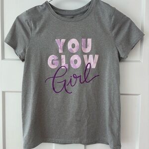 Tek Gear Gray Tee with Pink and Purple Print